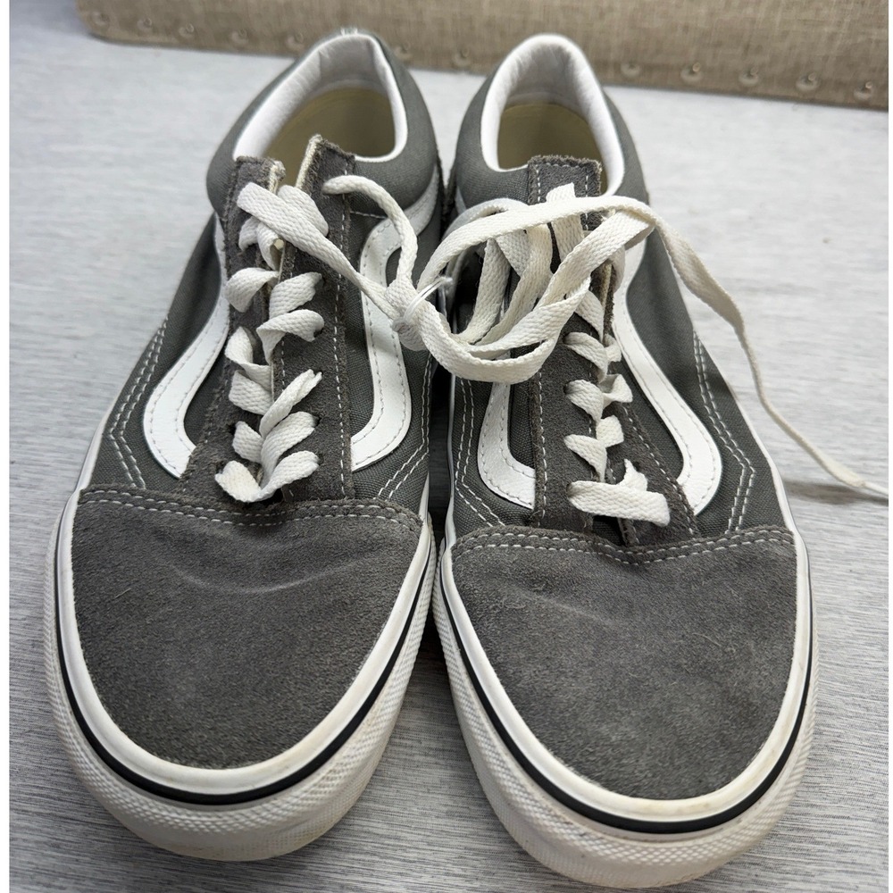 Vans Old Skool Charcoal‎ White Suede Canvas Low Top Sneakers Womens 7 Mens 5.5